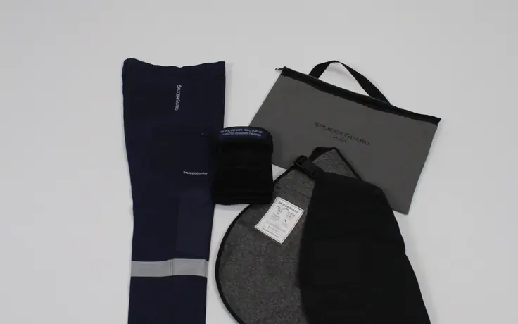 Splicer Guard work pants, knee pads and protective apron